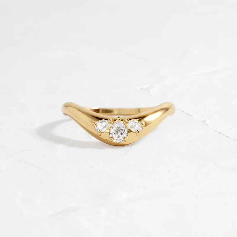 Women’s custom-designed engagement ring-Amplify Band with Pear Diamonds