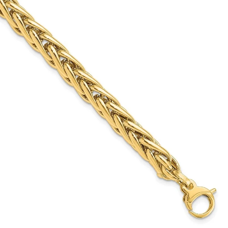 Women's gemstone bracelet-Curata 6mm 14k Yellow Gold Fancy Woven Link Bracelet 7.5 Inch