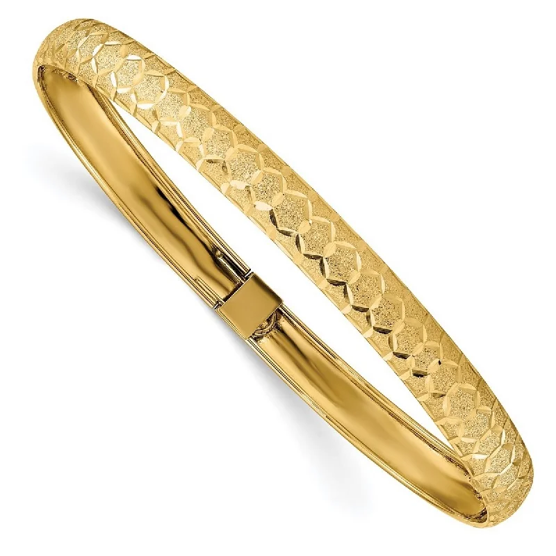 Women's trendy bangles-Curata 14k Hexagonal Sparkle-Cut Flexible Bangle Bracelet