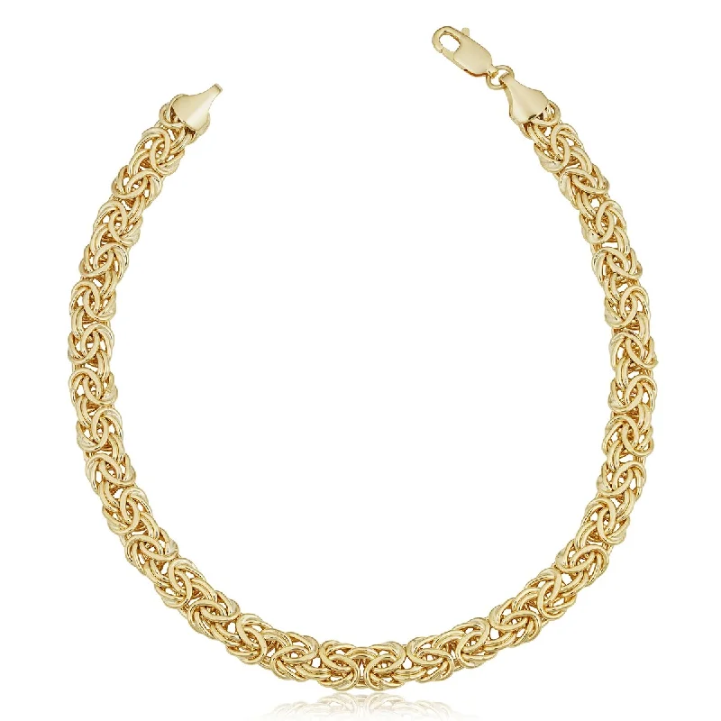 Women's stackable bracelets-14k Yellow Gold Filled 6 millimeter Byzantine Link Chain Bracelet (7.5 or 8.5 inches)