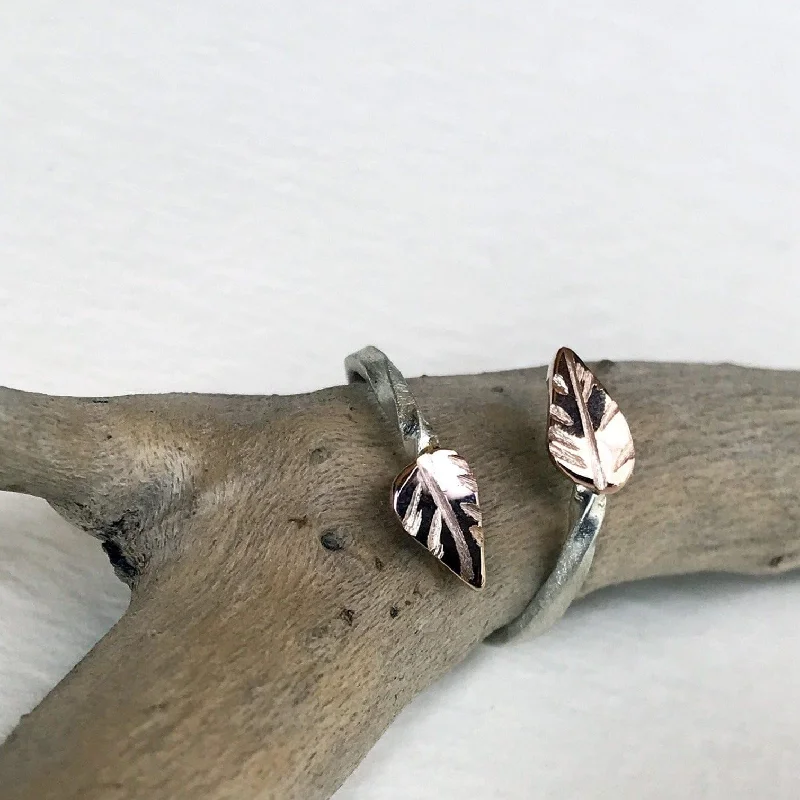 Women's engagement ring-Rose Gold Elven Leaf Ring