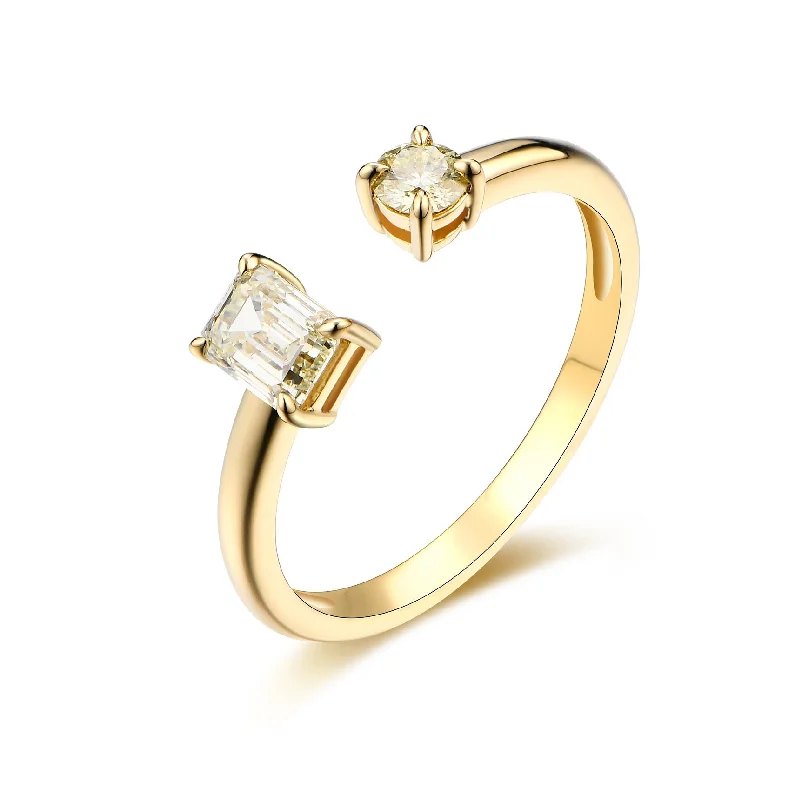 Women’s engagement ring shopping guide-Multi Shape Light Yellow Open Diamond Ring