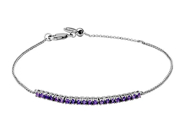 Women's romantic bracelet-Silver Amethyst Adjustable Bracelet