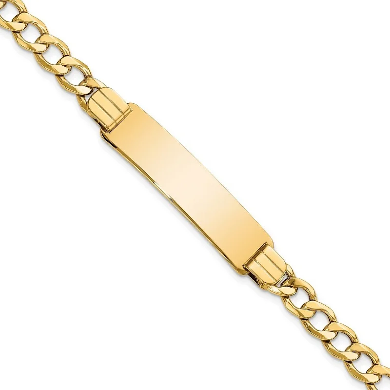 Women's charm bangle-Curata 10.44mm 10k Yellow Gold Engravable Semi solid Curb Link ID Bracelet