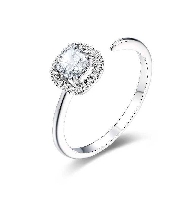 Women’s affordable gemstone engagement ring-Cushion Diamond Open Ring