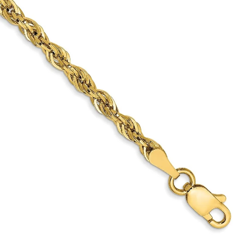 Women's fashion bangle-Curata 10k Yellow Gold 8" 2.8mm Semi solid Rope Chain Bracelet