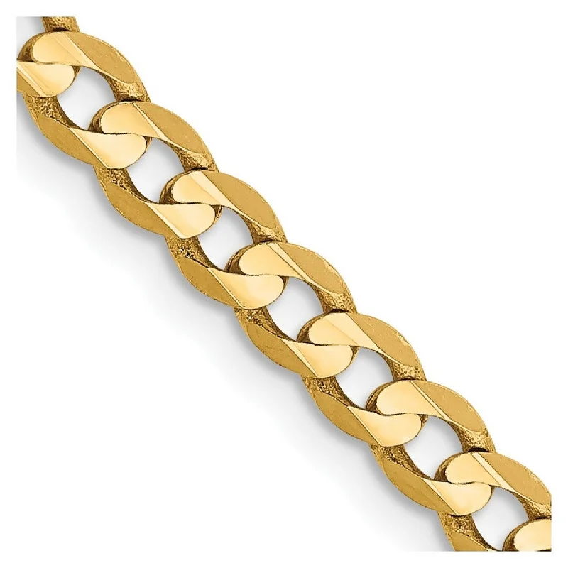 Women's chunky bracelet-Curata 14k Yellow Gold Solid Polished 3.8mm Concave Curb Chain Bracelet Lobster Claw