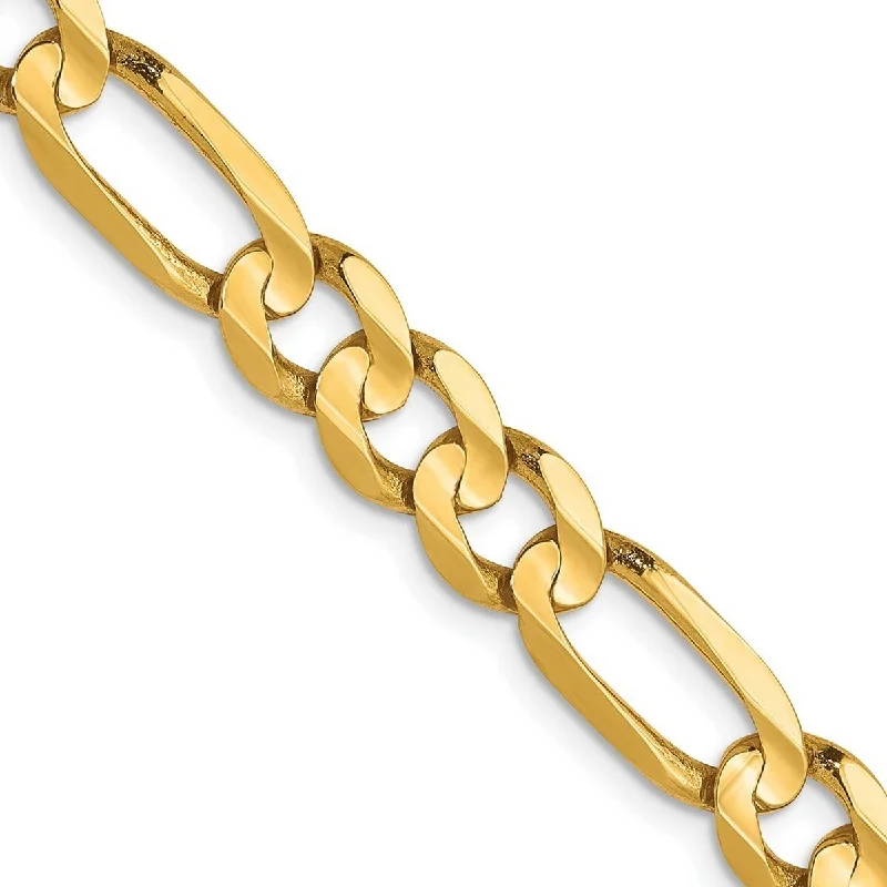 Women's fashion bracelet-Curata 10k Yellow Gold 6.0mm Concave Figaro Bracelet