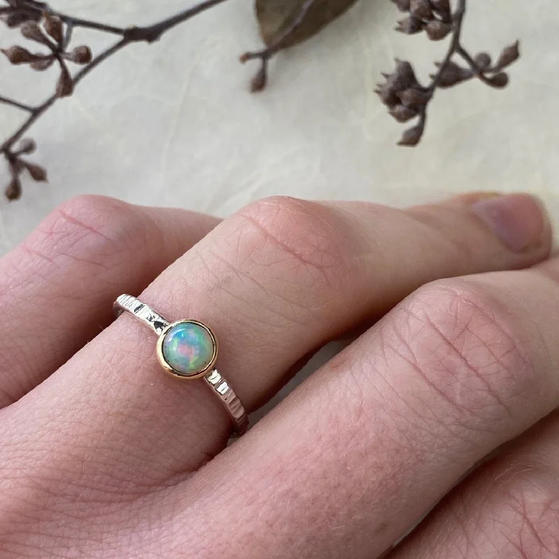 Women’s exclusive designer ring-Silver and Gold Opal Ring