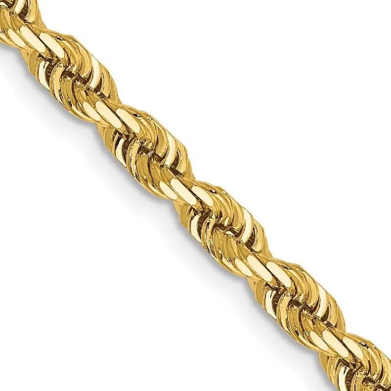 Women's crystal bracelet-Curata 14k Yellow Gold Solid 4.0mm Sparkle Cut Quadruple Rope Chain Bracelet Lobster Claw