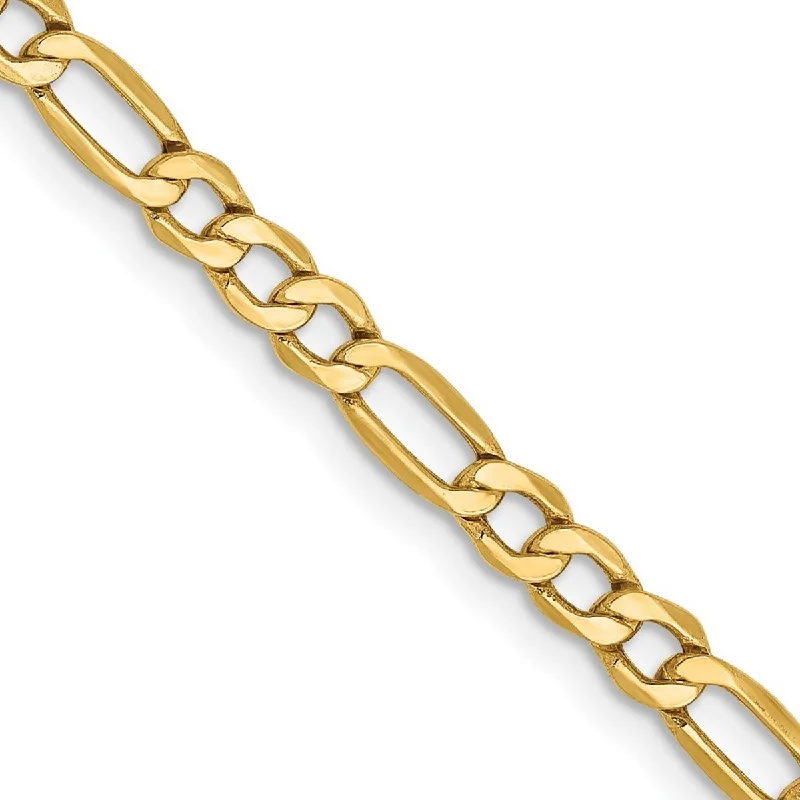 Women's silver chain bracelet-Curata 14k 3.5mm Semi solid Figaro Chain Bracelet