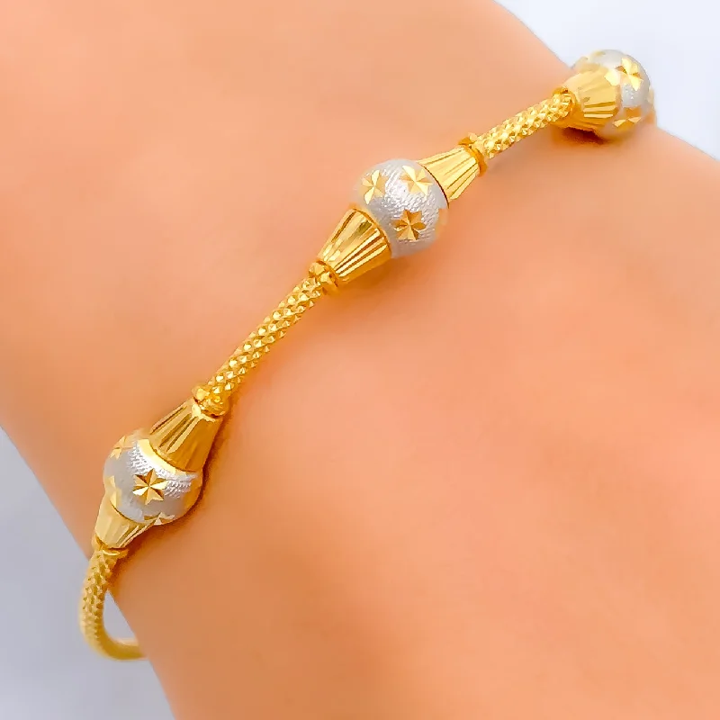 Women's friendship bangles-Contemporary Star Adorned 22k Gold Bangle Bracelet