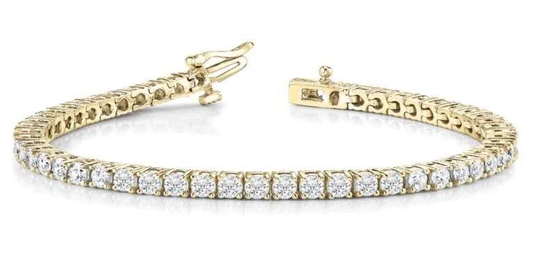 Women's bangles for wedding-Diamond Tennis Bracelet (10.00 ct Diamonds) in Yellow Gold