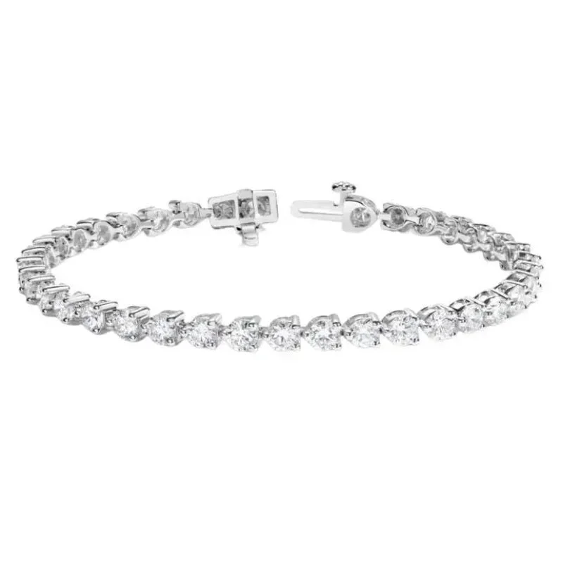 Women's statement bangles-Beauvince 3 Prong Diamond Tennis Bracelet (10.47 ct Diamonds) in Platinum