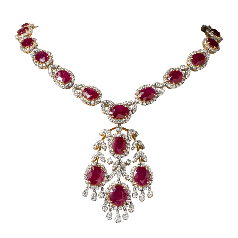 Women's crystal bracelet-Sensations Necklace Earrings and Bracelet Suite (154.44 ct Rubies & Diamonds) in Gold