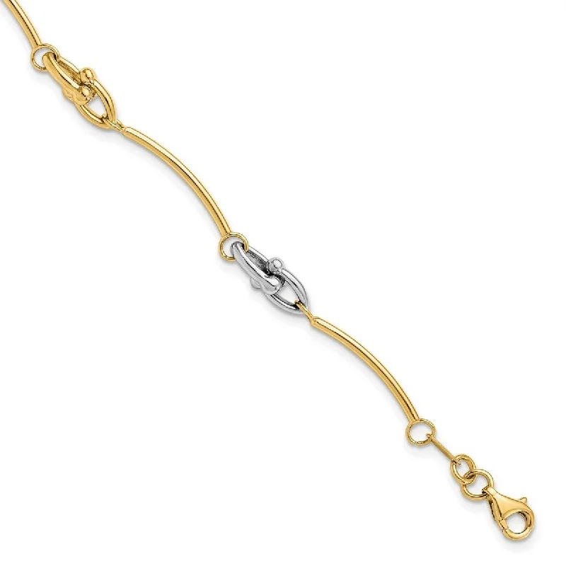 Women's casual bracelet-Curata 1.5mm 14k Two tone Gold Polished Bracelet 7.5 Inch