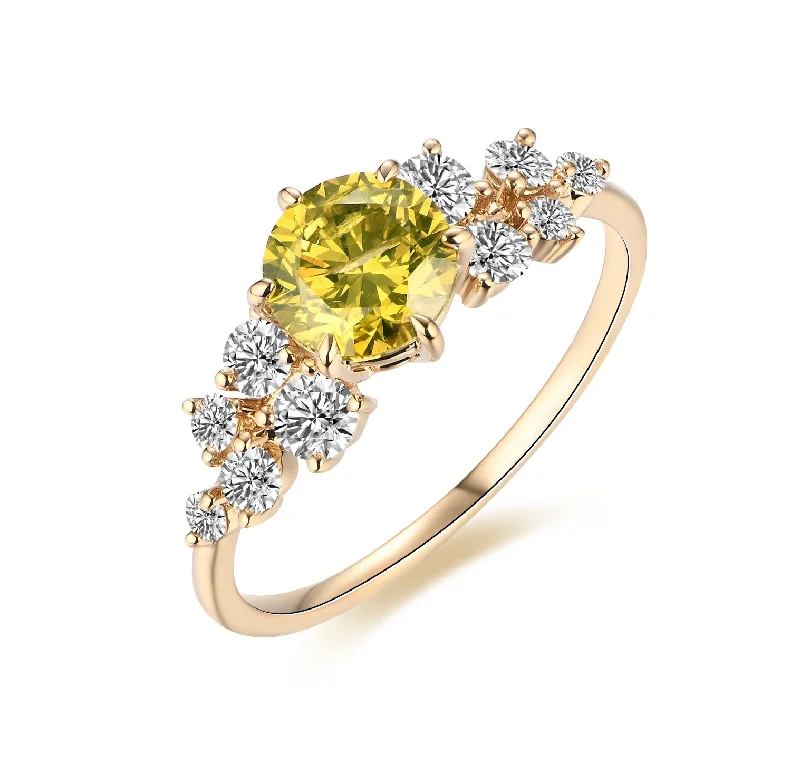 Women’s timeless engagement ring-Yellow and White Diamond Designer Ring