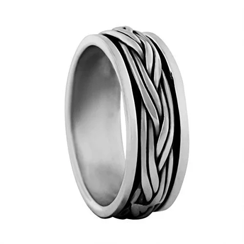 Women’s ring design-Sterling Silver Braided Spinner Ring