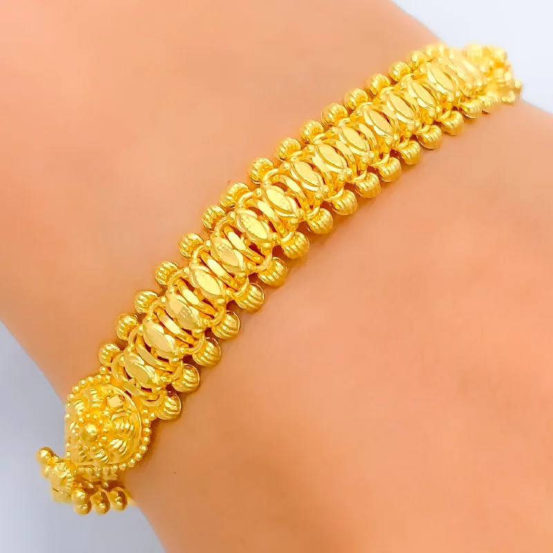 Women's elegant bangle-Interlinked Ornate 22k Gold Bracelet