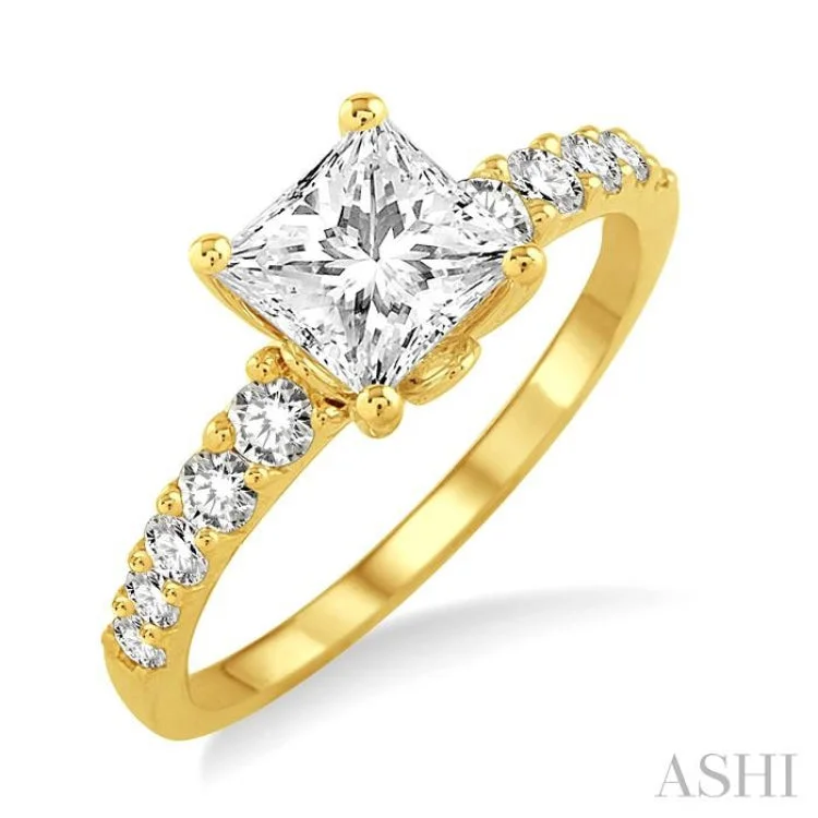 Women’s stackable engagement ring-1/3 Ctw Diamond Semi-Mount Engagement Ring in 14K Yellow Gold