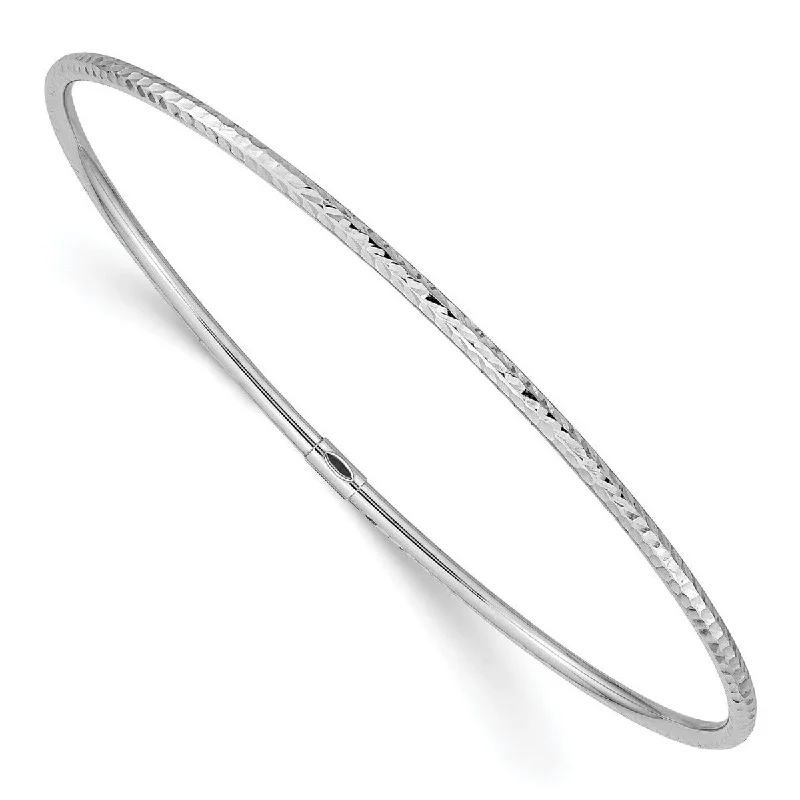 Women's bold bracelet-Curata 14k White Gold Slip on Polished Hollow tube 2mm Sparkle-Cut Bangle Bracelet