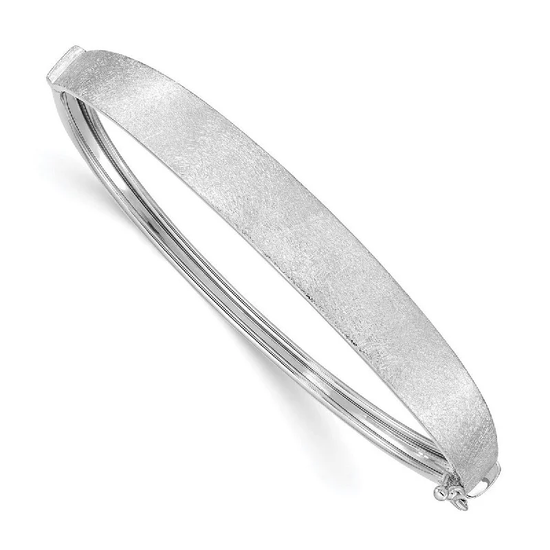 Women's elastic bracelet-Curata 14k White Gold Textured Hinged Cuff Stackable Bangle Bracelet