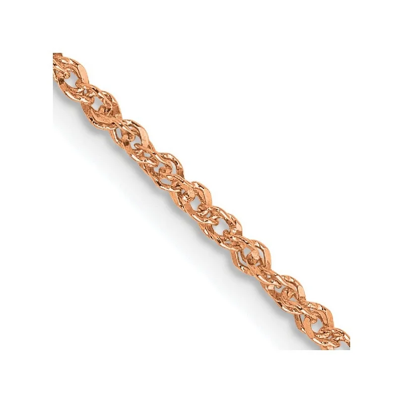 Women's luxury bracelet-Curata 14K Rose Gold Solid Polished Lobster Claw Closure 1.7mm Ropa Chain Bracelet