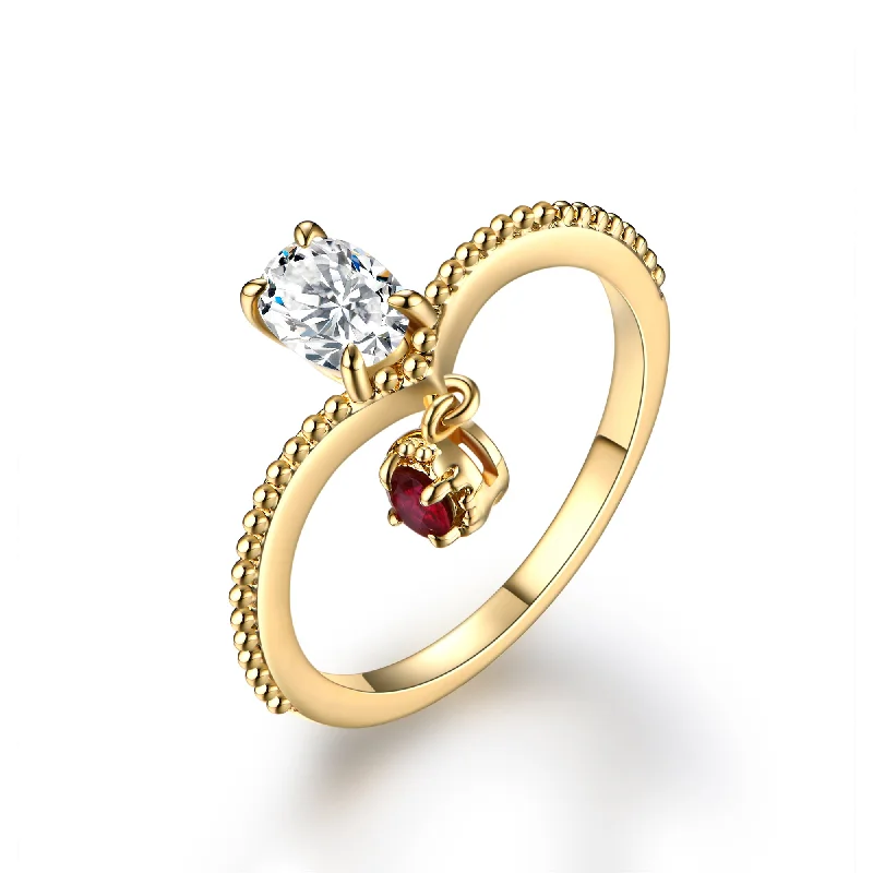 Women’s round cut engagement ring-Ruby & Gold Diamond Open Ring