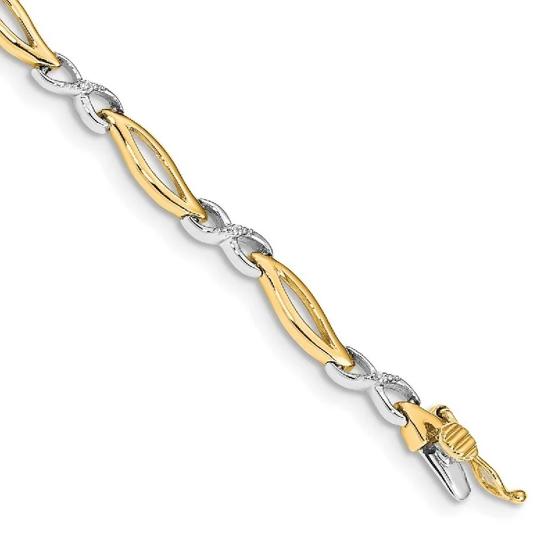 Women's chunky bangle-Curata 14k Two tone Diamond Infinity 7.5inch Link Bracelet