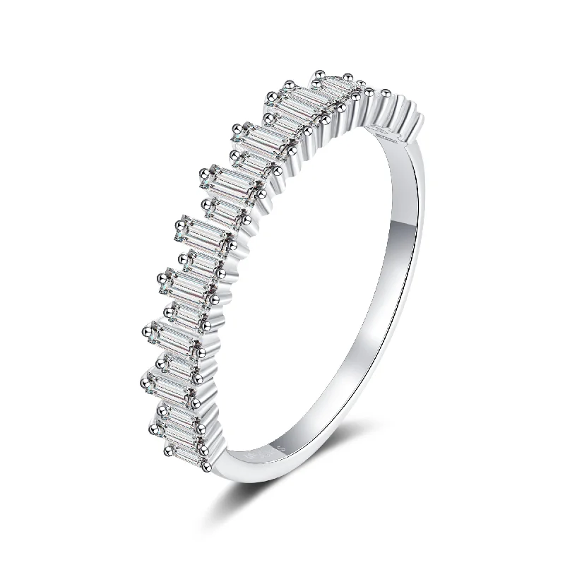 Women’s engagement ring shopping tips-Half Eternity Baguette Diamond Ring