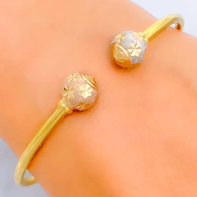 Women's personalized bracelet-Radiant Floral 22k Gold Bangle Bracelet