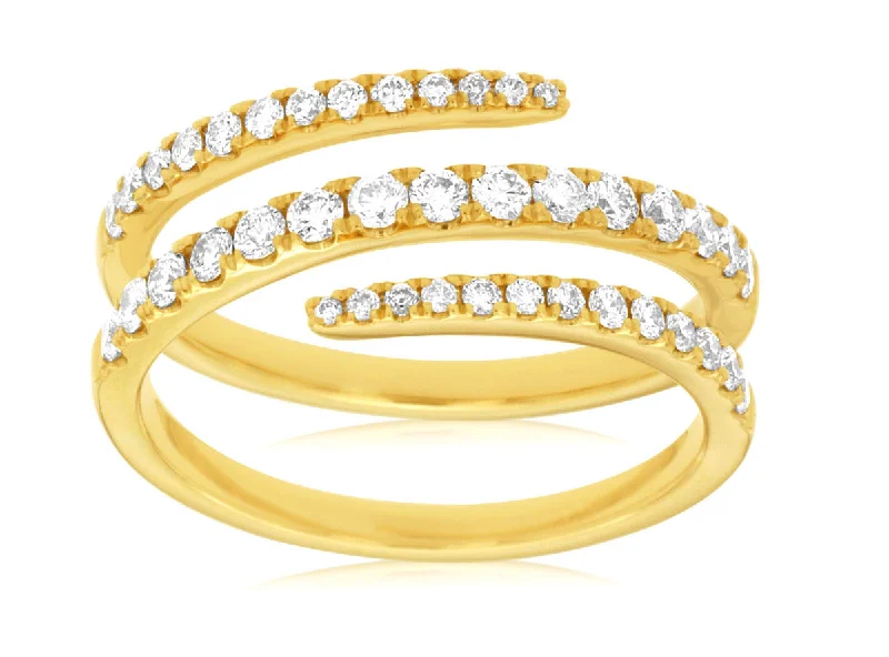 Women’s black diamond engagement ring-0.65 CTW Natural Diamond Spiral Diamond Ring Yellow