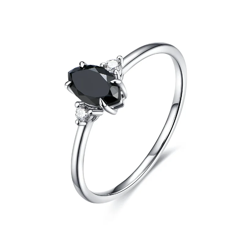 Women’s ethical engagement ring-Marquise Black Diamond Ring