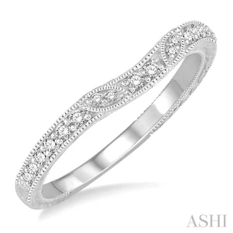 Women’s round diamond engagement ring-1/6 Ctw Round Cut Diamond Wedding Band in 14K White Gold