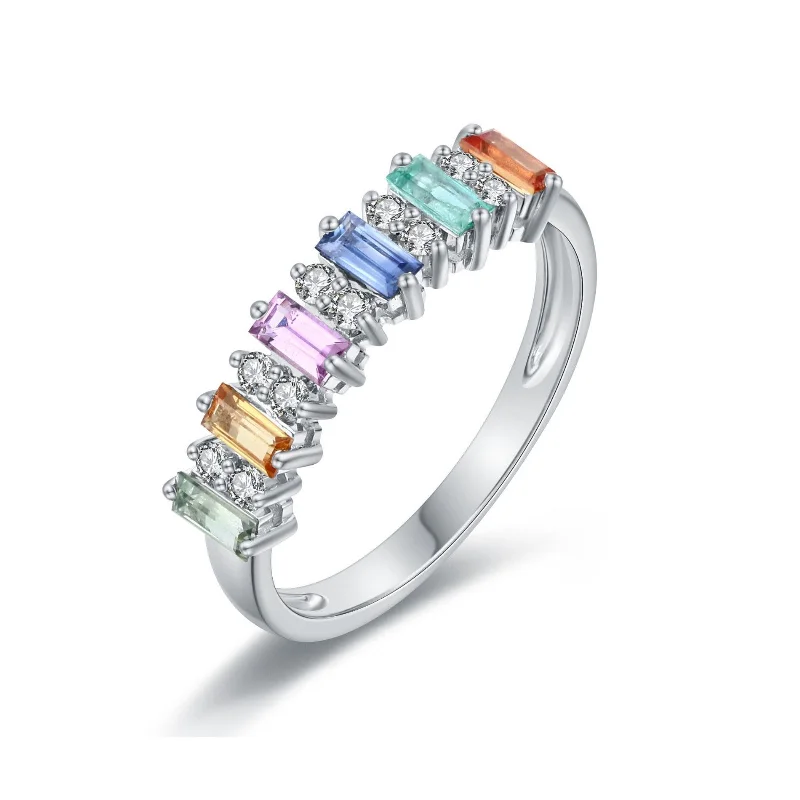 Women’s engagement ring with wedding band-Multi Sapphire and Diamond Ring