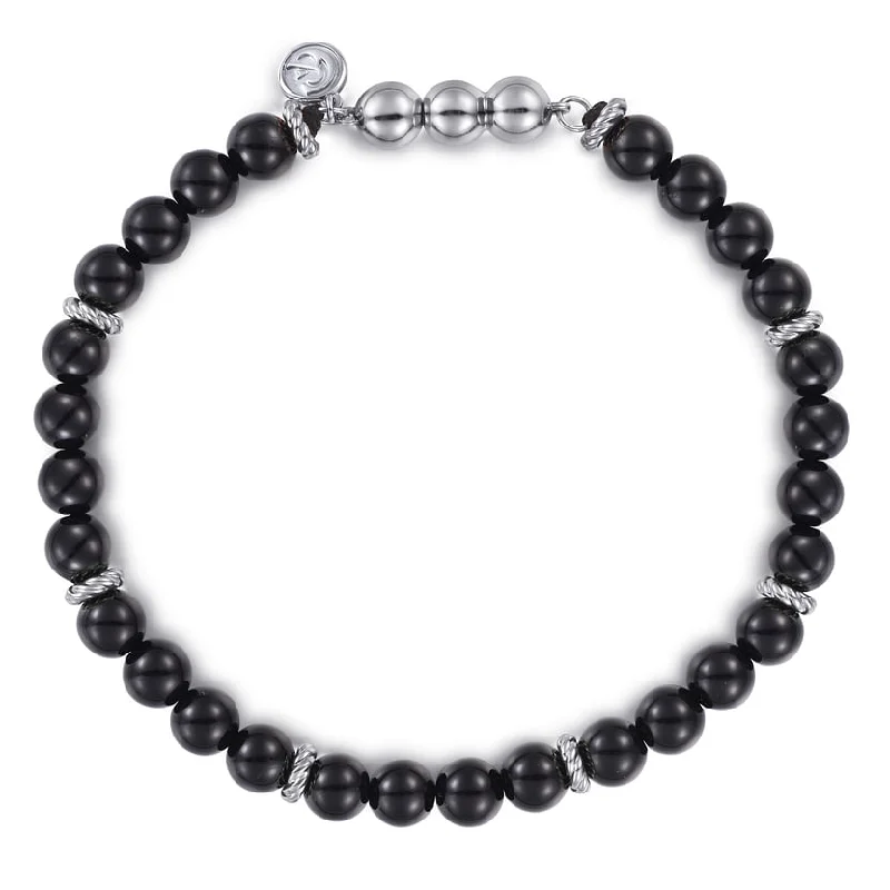 Women's chunky bracelet-Gabriel & Co Sterling Silver and Black Onyx Bracelet