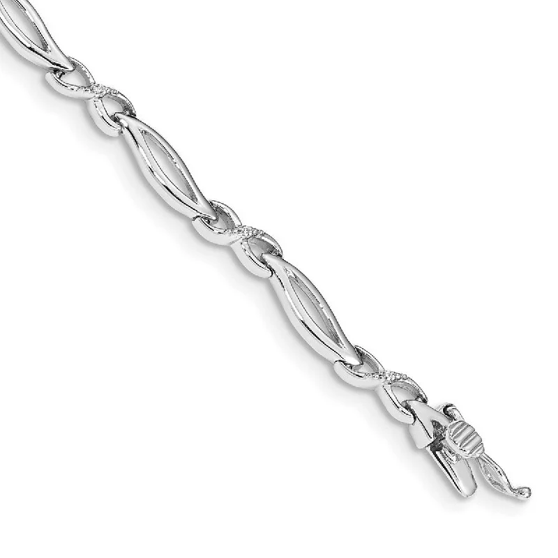 Women's bold bracelet-Curata 14k White Gold Diamond 7.5inch Link Bracelet