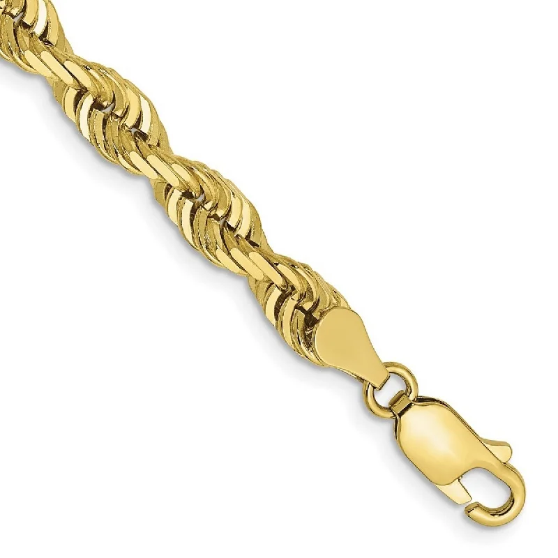 Women's festival bracelet-Curata 10k Yellow Gold Solid 5.0mm Sparkle Cut Quadruple Rope Chain Bracelet 8 Inch