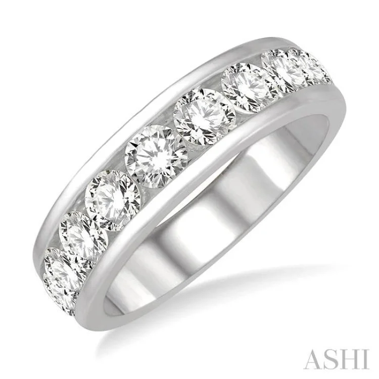 Women’s custom-designed engagement ring-2 ctw Channel Set 11 Stone Round Cut Diamond Wedding Band in 14K White Gold