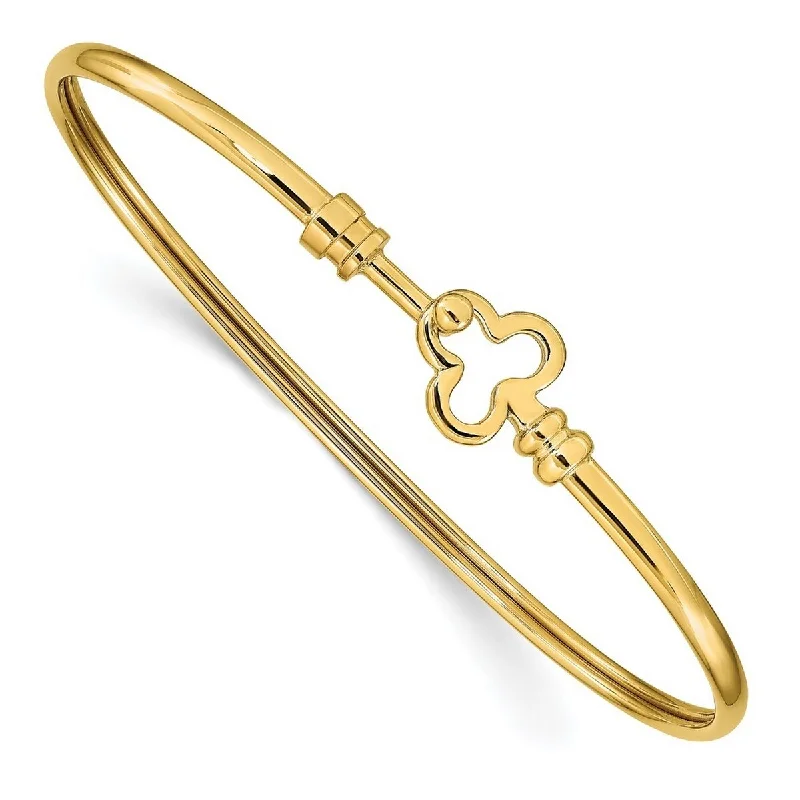 Women's personalized bracelet-Curata 2.8mm 14k Yellow Gold Polished Clover Flexible Bracelet