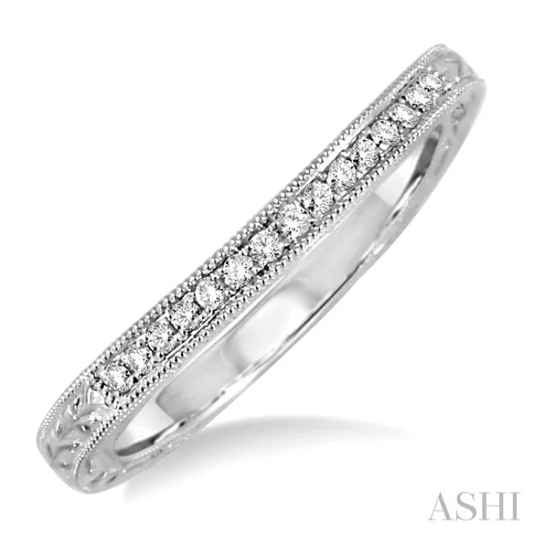 Women’s alternative engagement ring style-1/10 Ctw Round Cut Diamond Matching Wedding Band in 14K White Gold