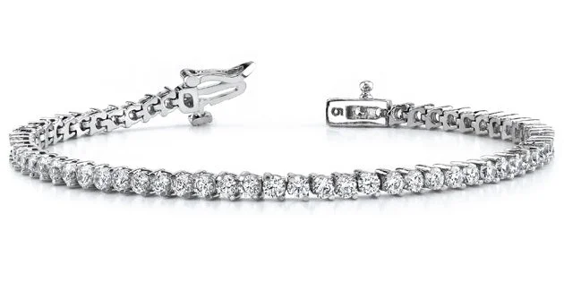 Women's charm bracelet-2 Prong Diamond Tennis Bracelet (3.53 ct Diamonds) in White Gold