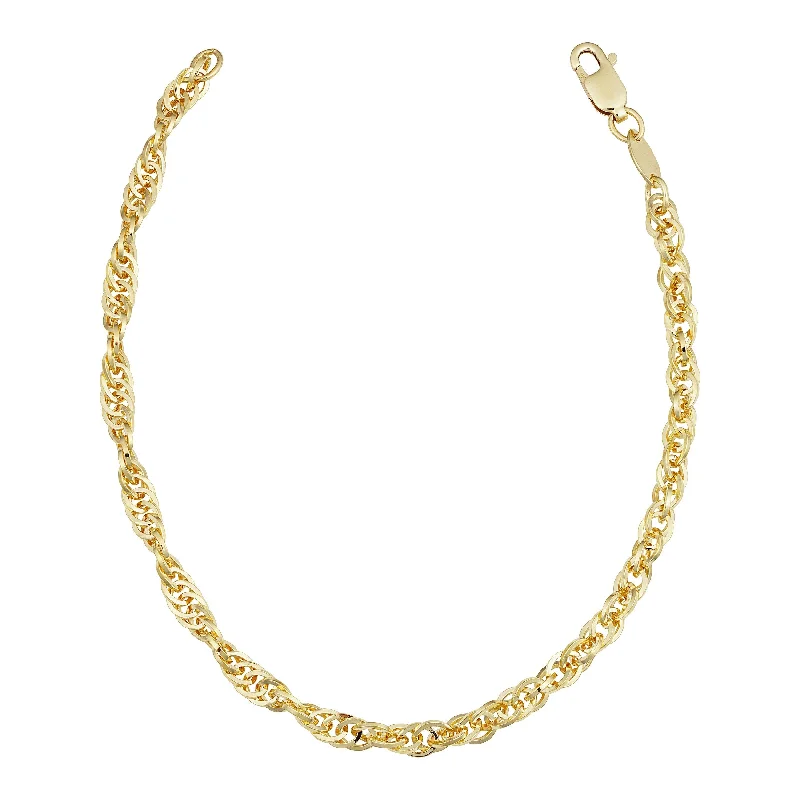 Women's birthday bracelet-Solid 14k Yellow Gold Filled 3.6 millimeter Double Cable Link Chain Bracelet (7.5 inches)