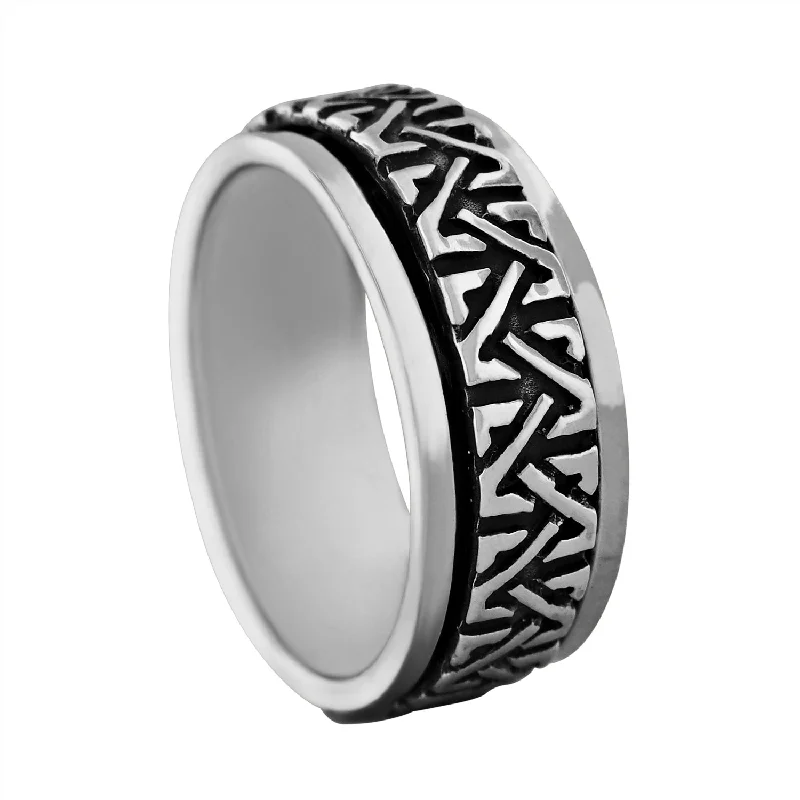 Women’s fashion diamond ring-Sterling Silver Celtic Knots Spinner Ring