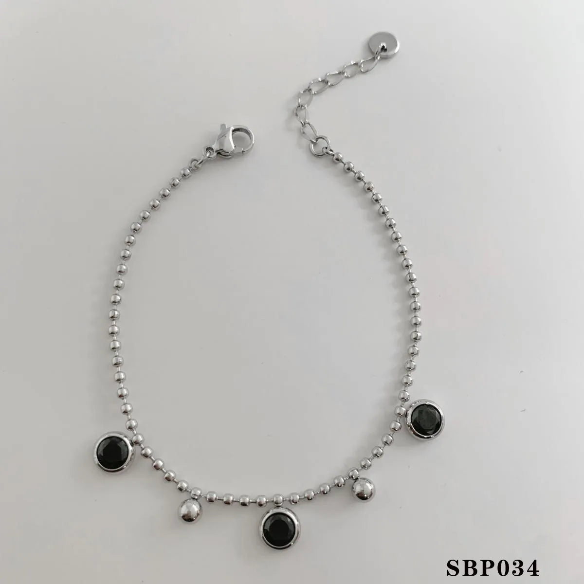 Silver Black Zirconium Bracelet