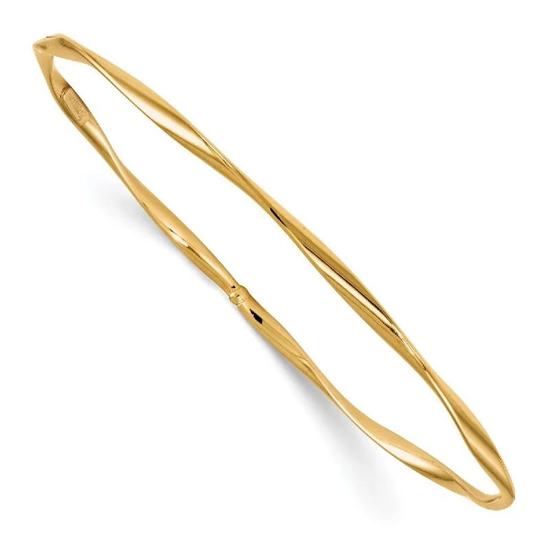 Women's high-end bracelet-Curata 2.5mm 14k Yellow Gold Slip on Polished Twisted Slip-on Bangle Bracelet