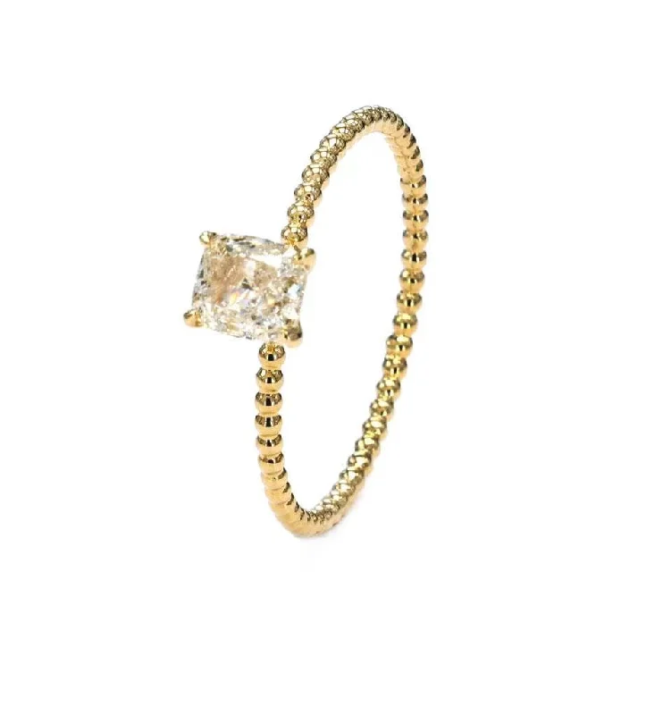 Women’s rose gold engagement ring-Light Yellow Cushion Diamond Ring