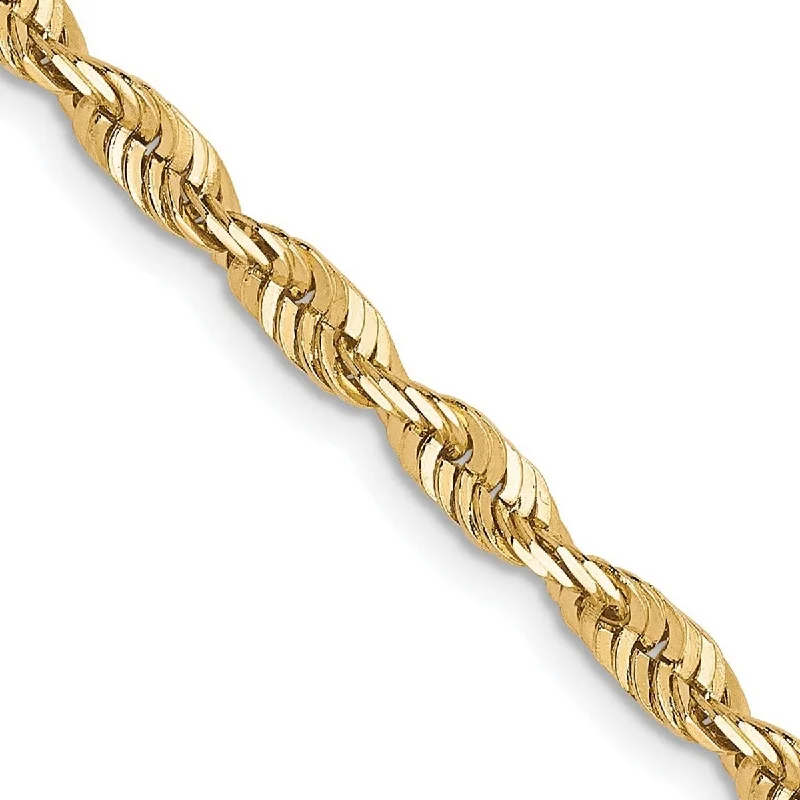 Women's modern bracelet-Curata 10k Yellow Gold Solid Polished Lobster Claw Closure Valu plus 3.0mm Sparkle Cut Lightweight Chain Bracelet