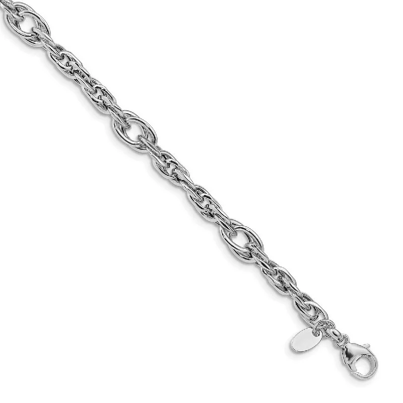 Women's handmade bracelet-Curata 6mm 14k White Gold Polished Link Bracelet 7.5 Inch