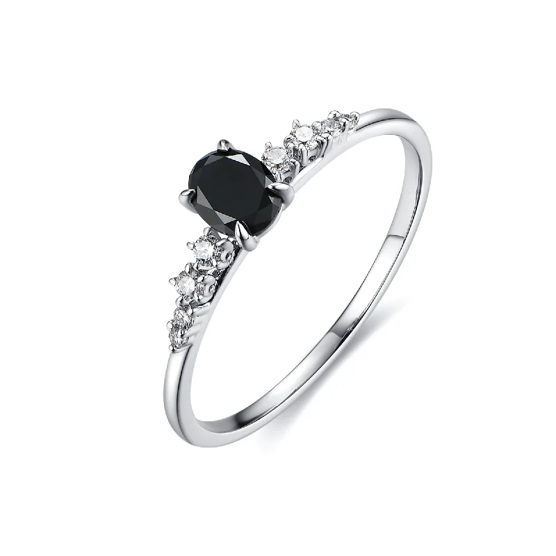 Women’s heirloom engagement ring-Oval Black Diamond Galaxy Ring